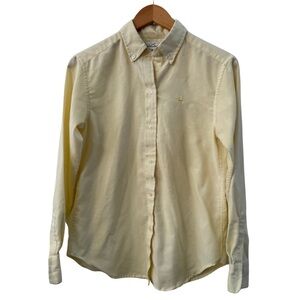 Gloria Vanderbilt Vintage Butter Yellow Button-Down Oxford Shirt Size 8, Preppy